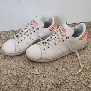 Stan Smith For Adidas White and Orange Sneakers (8.5)